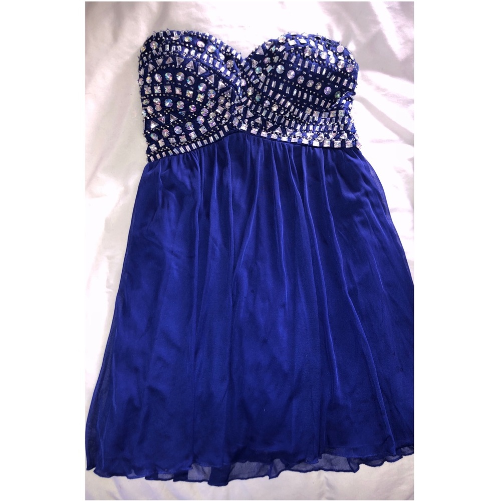 Strapless Royal Blue Semi Formal/Homecoming Dress